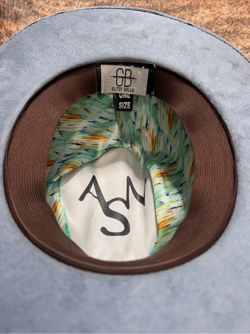 Blue faux suede cowboy hat